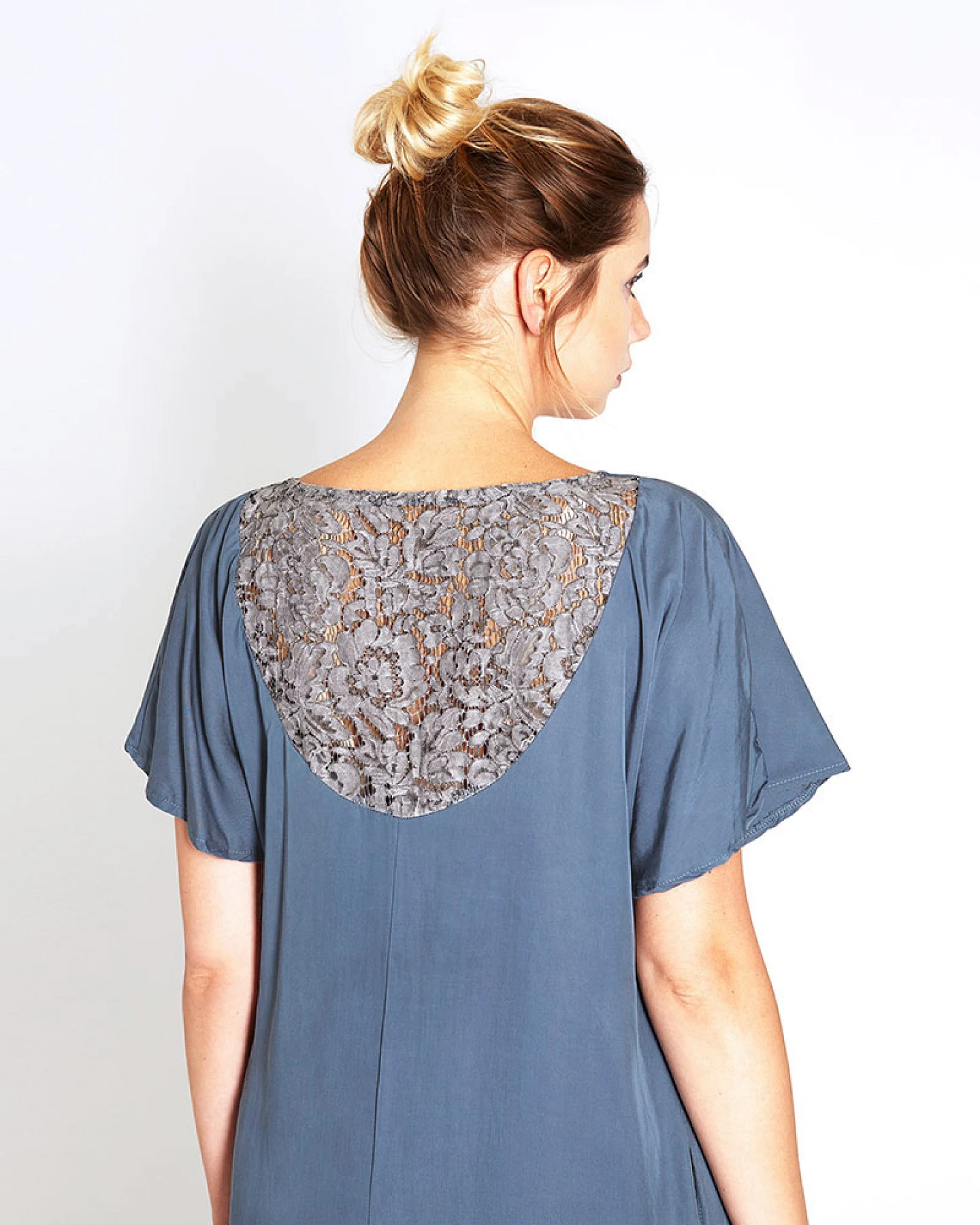 WiDDA Damen vegan Kleid Spitze Blau – Ansicht 2