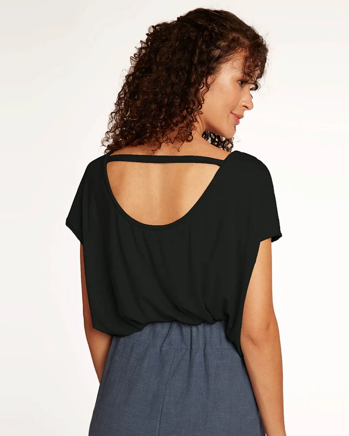 WiDDA Damen vegan T-Shirt Rückenfreies Fari Schwarz