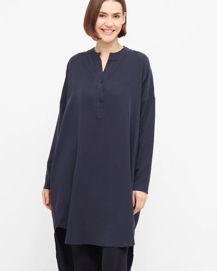 WiDDA Damen vegan Bluse Tunika Komfi Marineblau