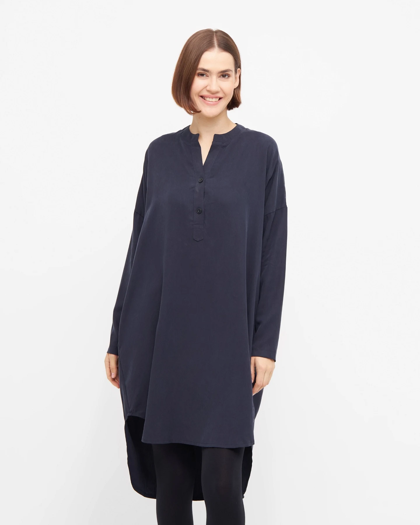 WiDDA Damen vegan Bluse Tunika Komfi Marineblau – Ansicht 2
