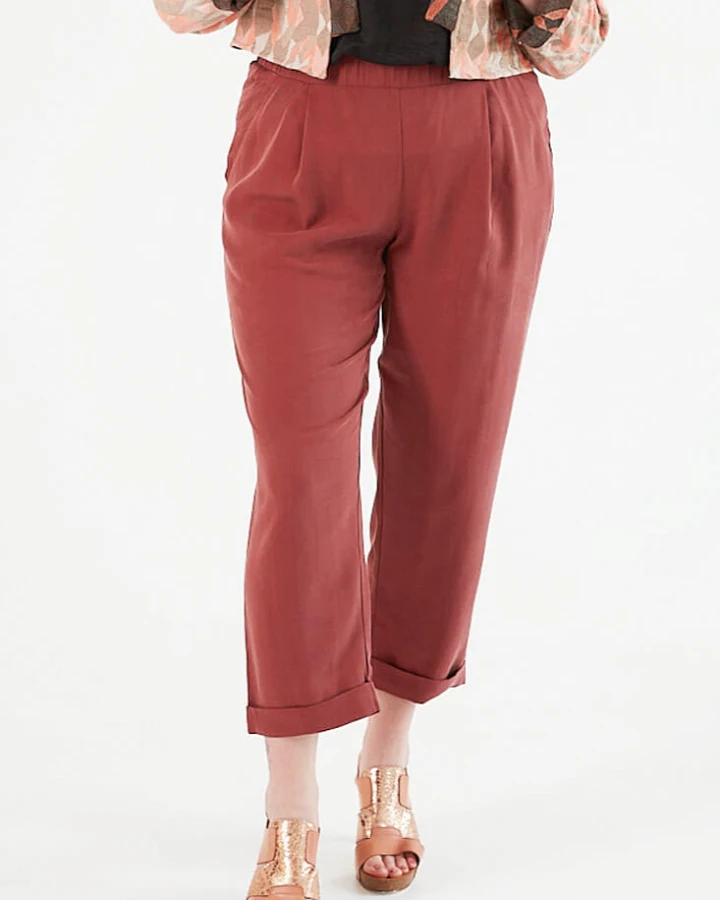 WiDDA Damen vegan Hose Plissee Jupp Rot