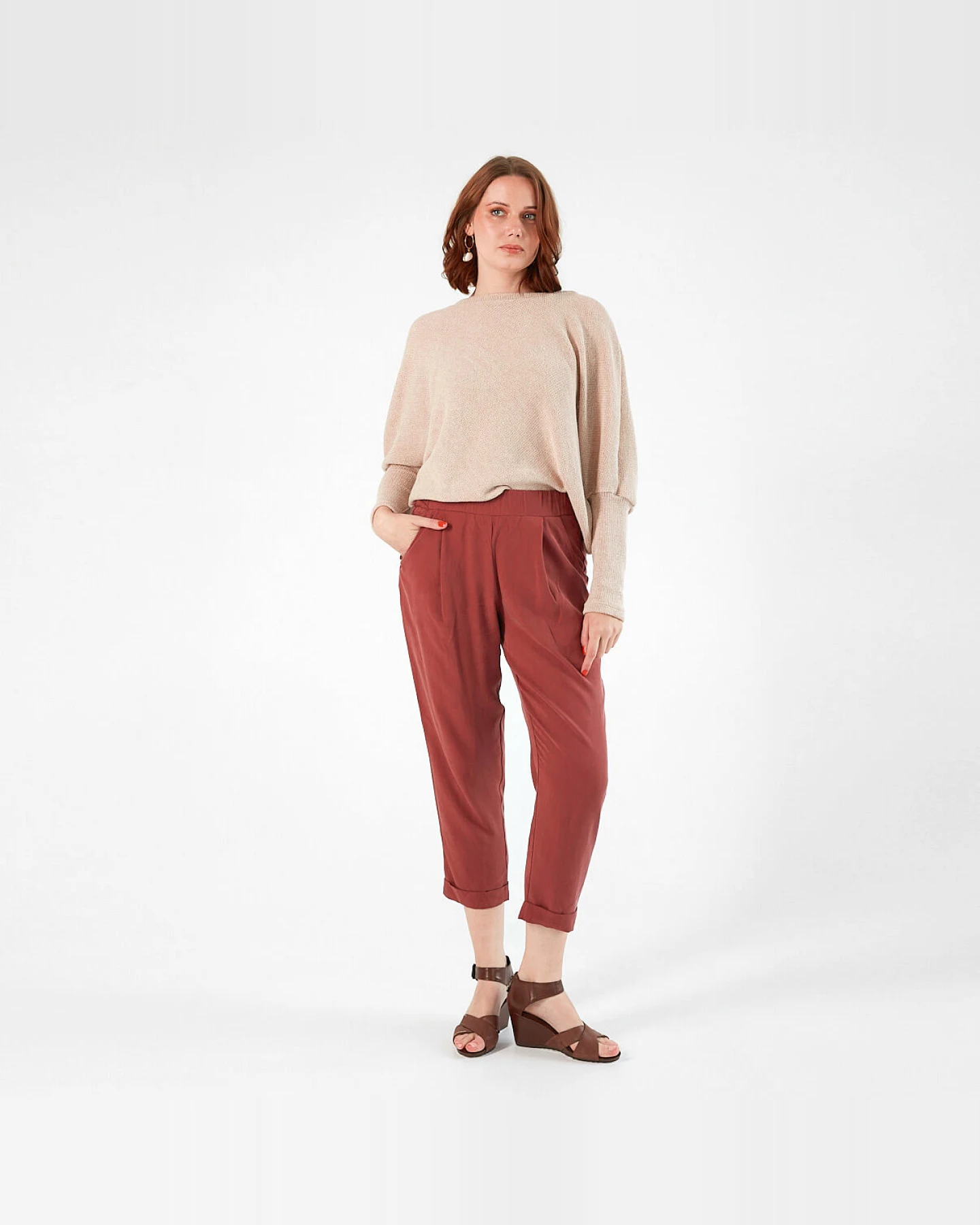 WiDDA Damen vegan Hose Plissee Jupp Rot – Ansicht 2