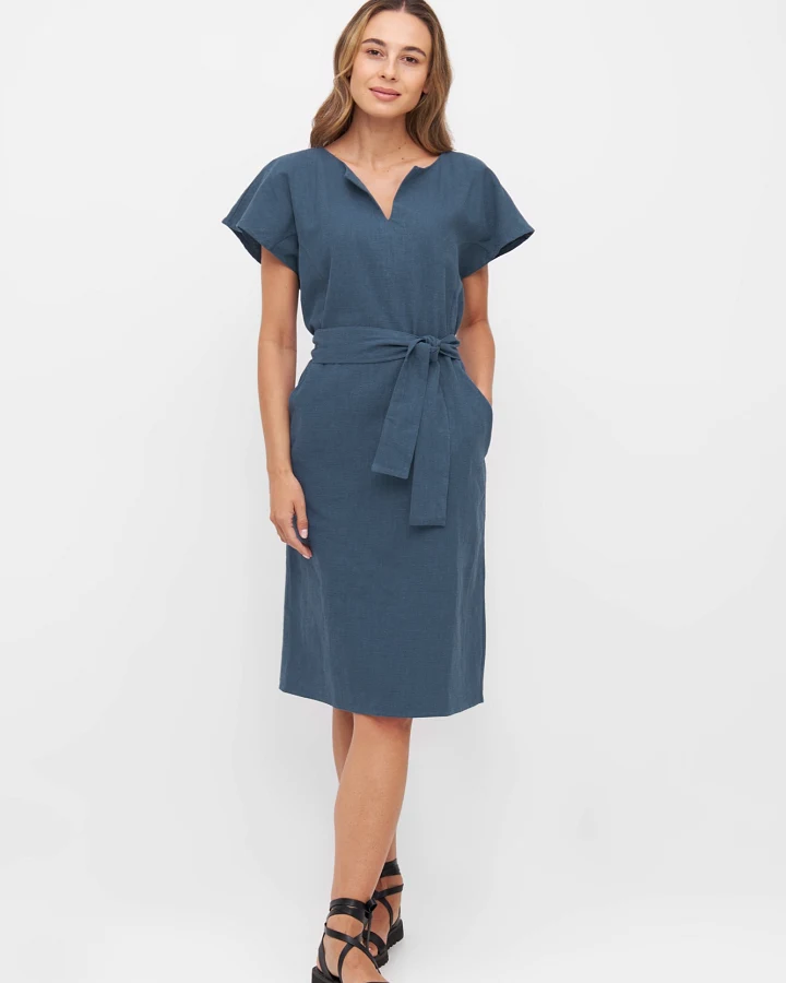WiDDA Damen vegan Kleid Toni Blue