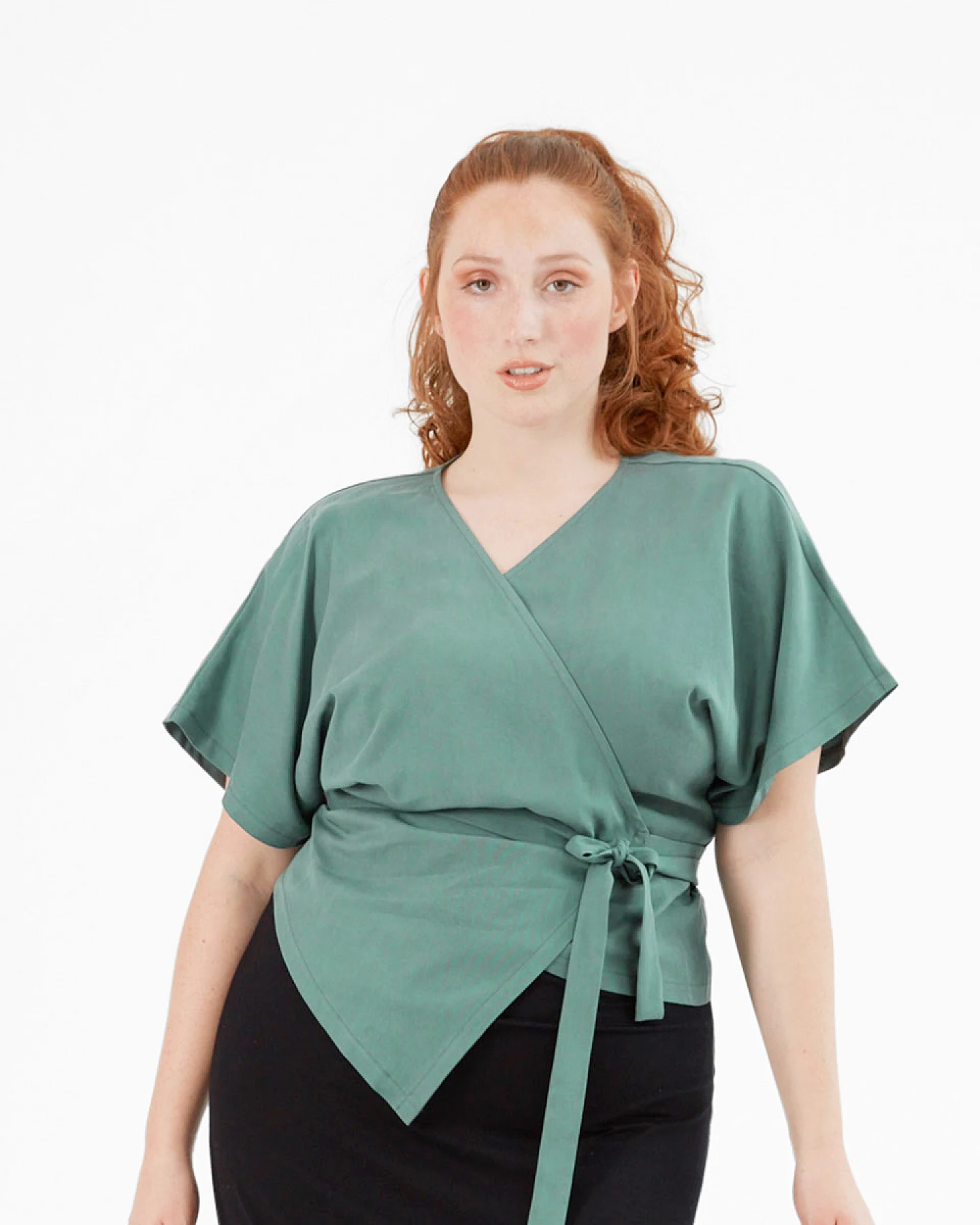 WiDDA Damen vegan Wickelbluse Aqua Türkis – Ansicht 2