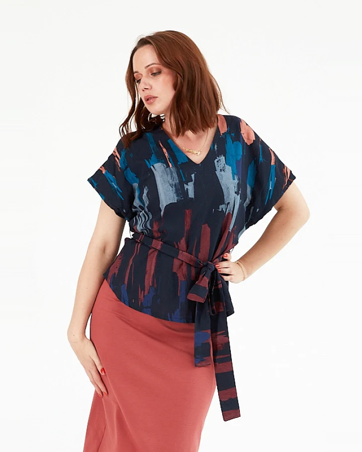 WiDDA Damen vegan Bluse Aluna Mehrfarbig