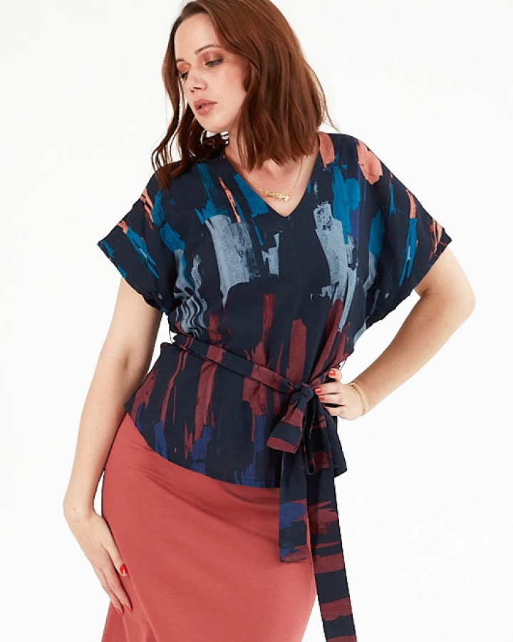 WiDDA Damen vegan Bluse Aluna Mehrfarbig