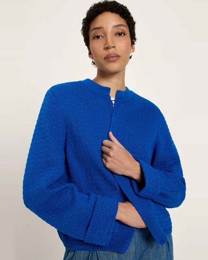 Strickjacke Struktur Blau