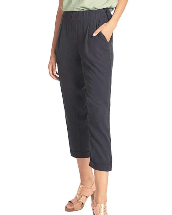WiDDA Damen vegan Hose Plissee Jupp Dunkelblau