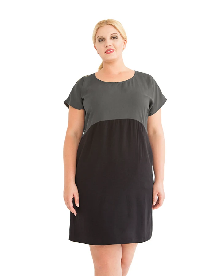 WiDDA Damen vegan Kleid Too Grau Gray/Schwarz