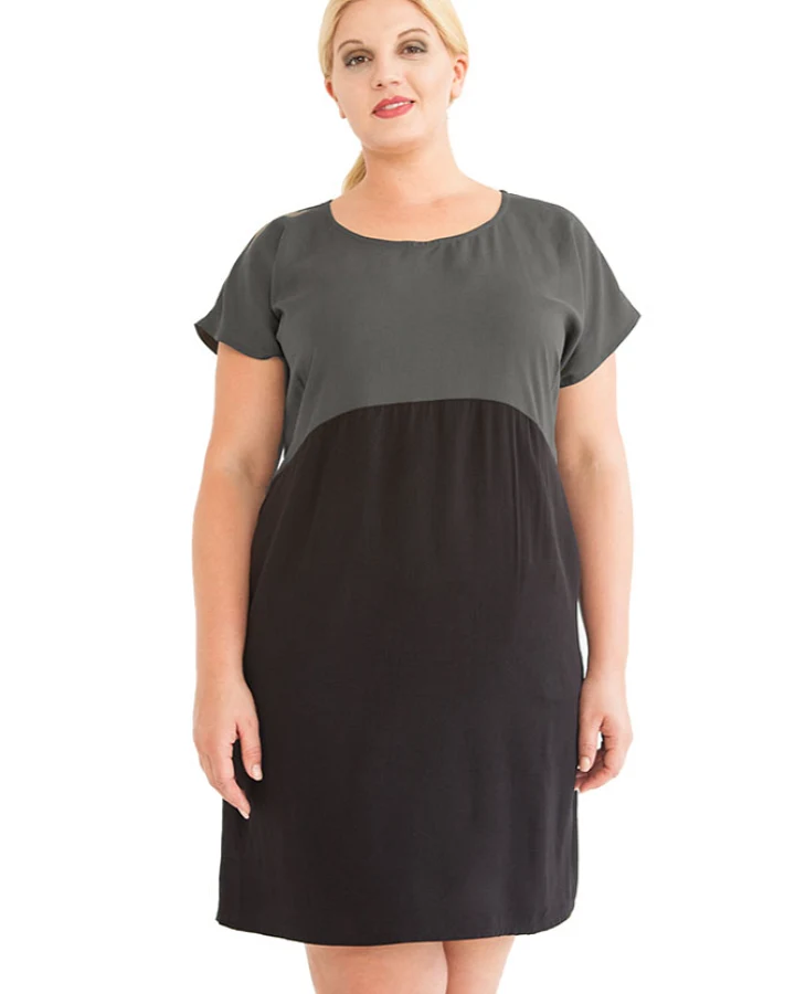 WiDDA Damen vegan Kleid Too Grau Gray/Schwarz