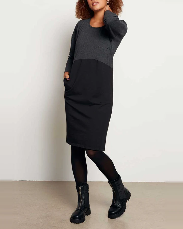 WiDDA Damen vegan Kleid Zwo Grau/Schwarz