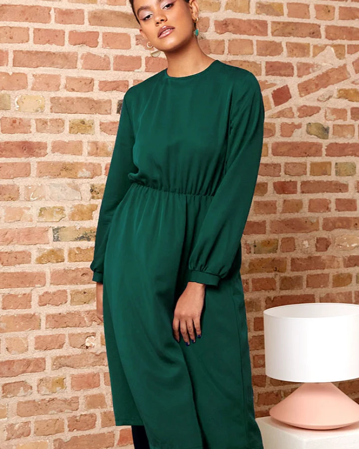 Widda Damen vegan Kleid Garbo Waldgrün