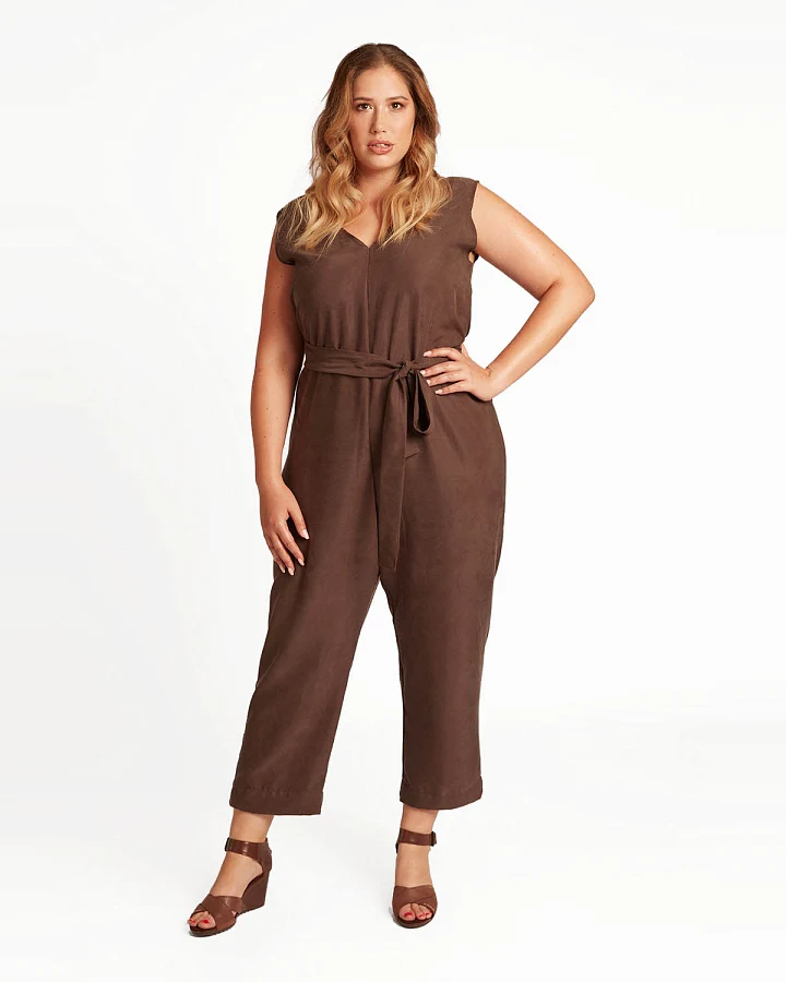 Widda Damen vegan Jumpsuit Enibas Taupe Braun