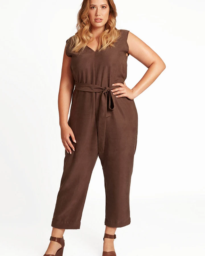 Widda Damen vegan Jumpsuit Enibas Taupe Braun