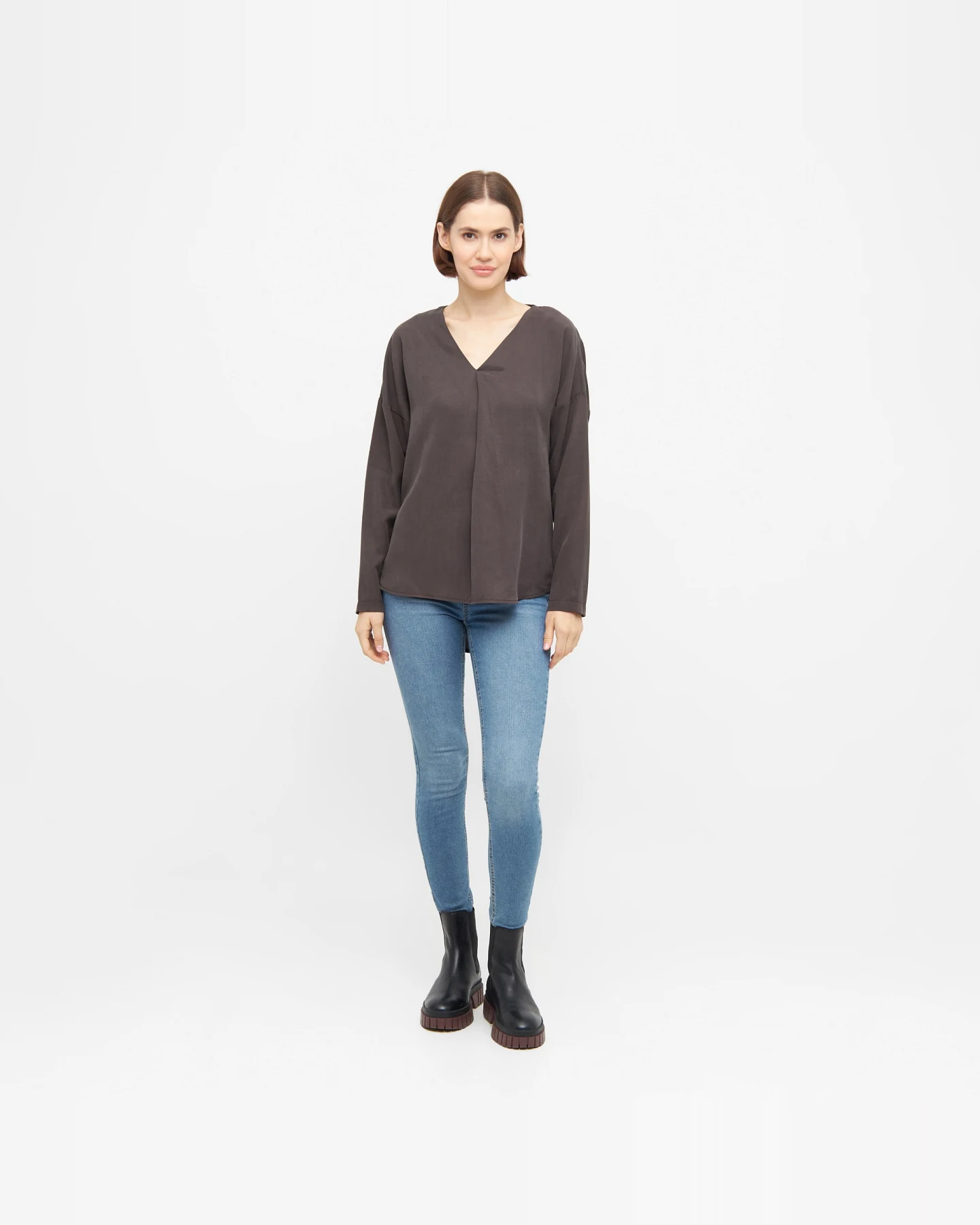 Widda Damen vegan Bluse Langarm Beata Taupe – Ansicht 2