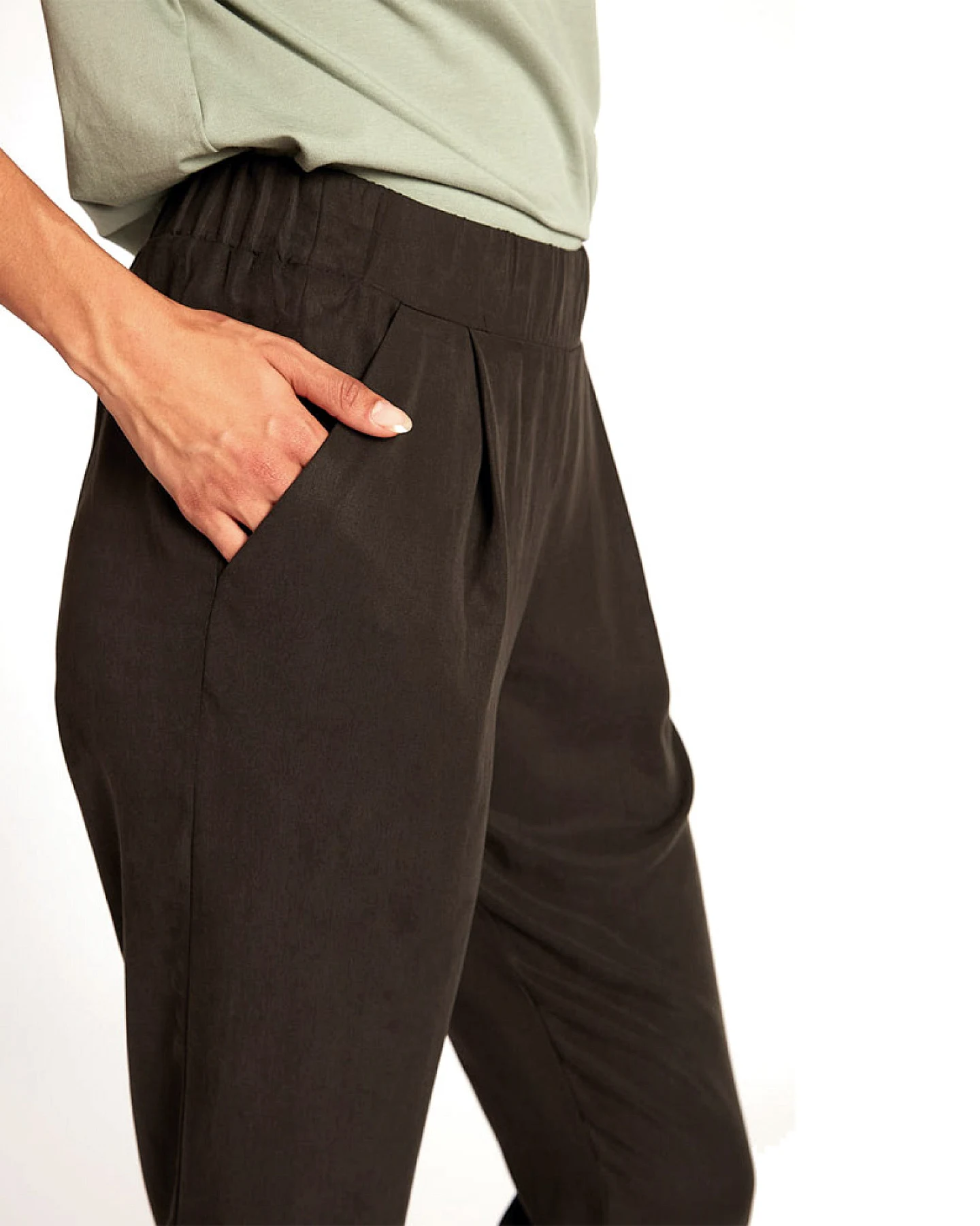 Widda Damen vegan Hose Plissee Jupp Schwarz – Ansicht 2