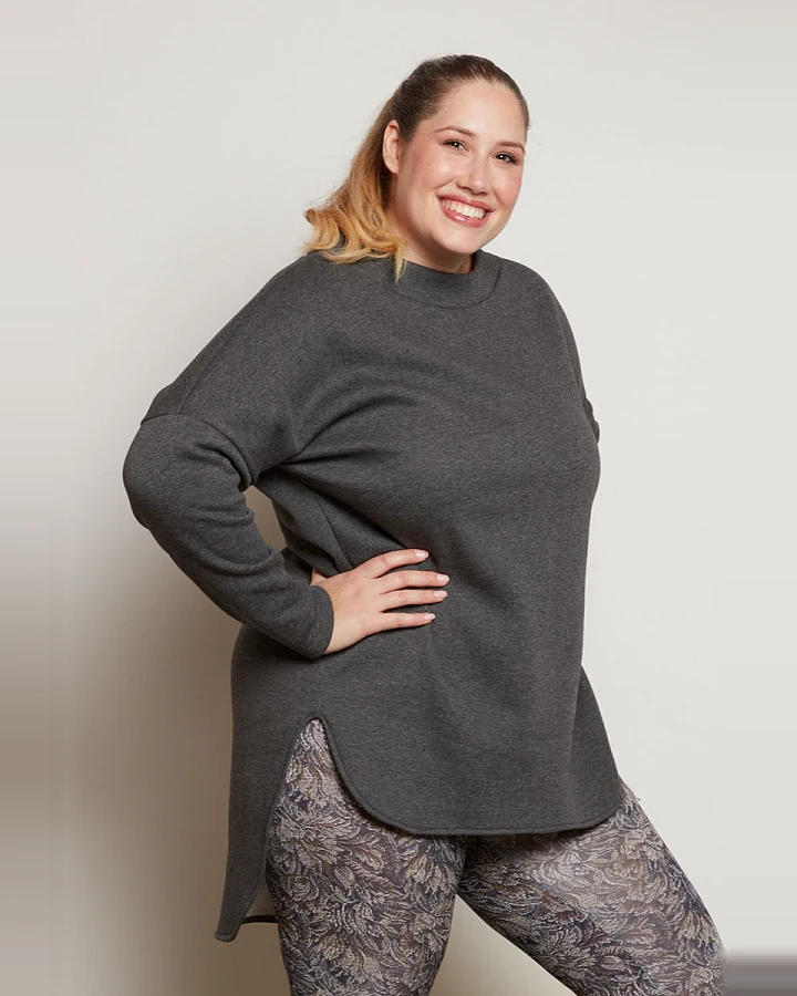 Widda Damen vegan Pullover Long Linga Grau Melange