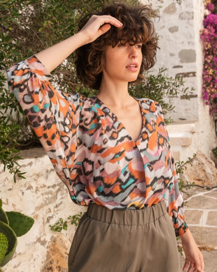 Widda Damen vegan Bluse Mava Grafik Druck