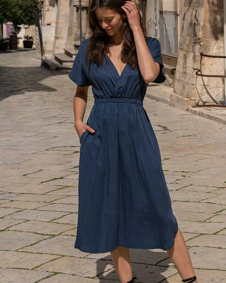 Widda Damen vegan Kleid Joan Smoky Blue