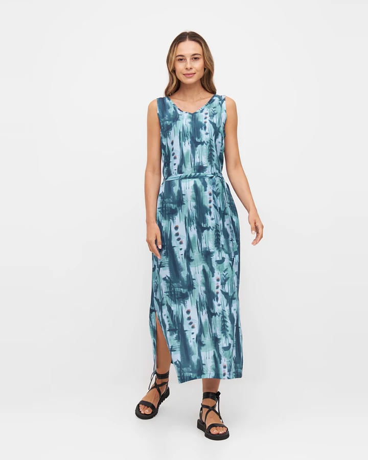 Widda Damen vegan Kleid Vani Aquarelle Print Blau
