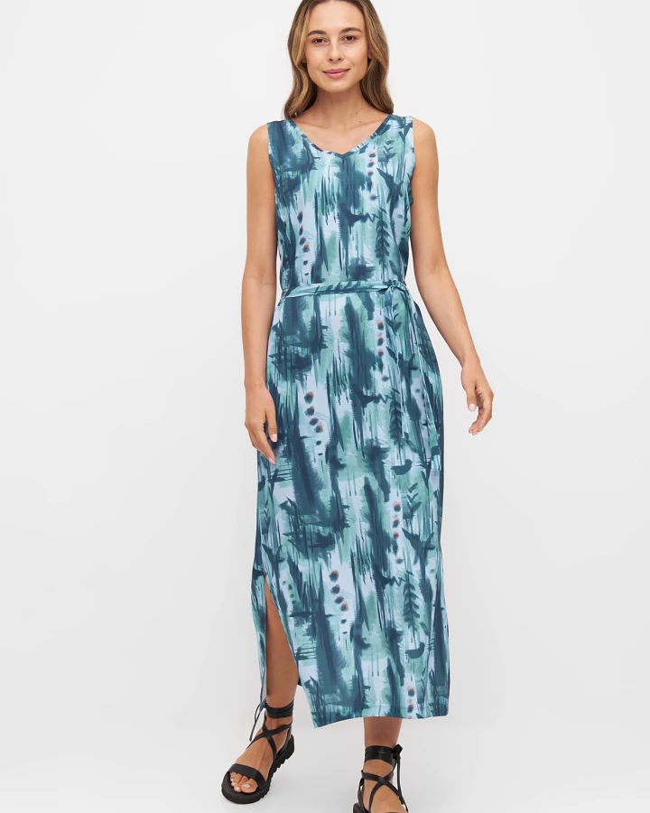 Widda Damen vegan Kleid Vani Aquarelle Print Blau