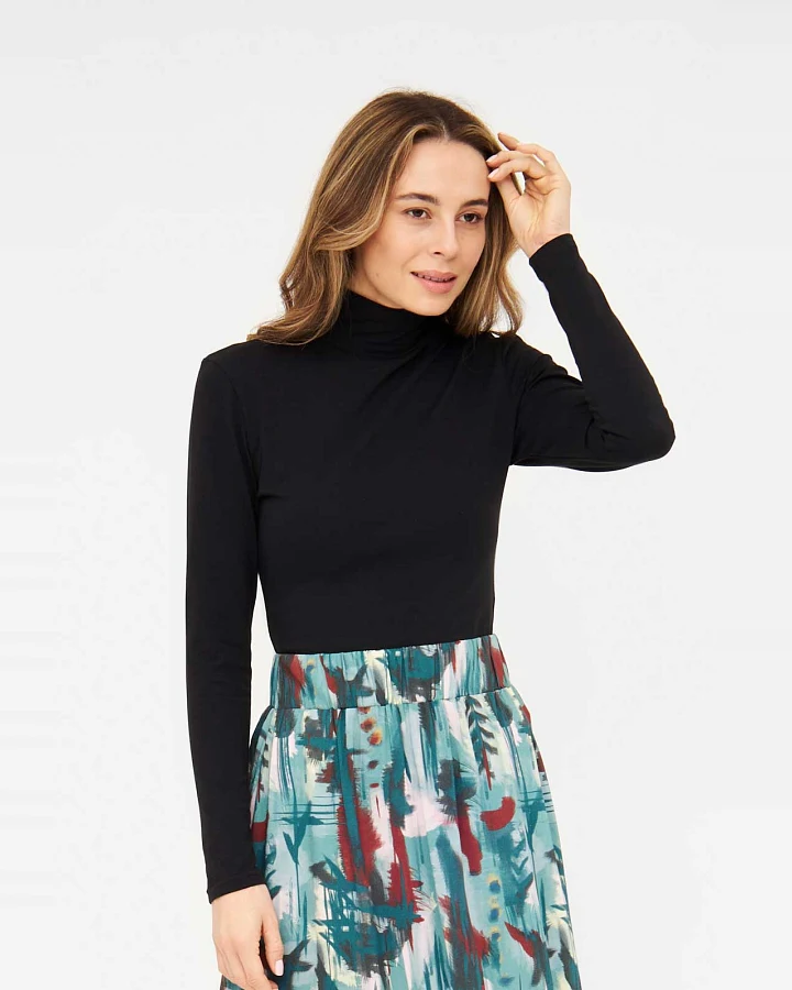 Widda Damen vegan Top Rollkragenpullover Neo Schwarz