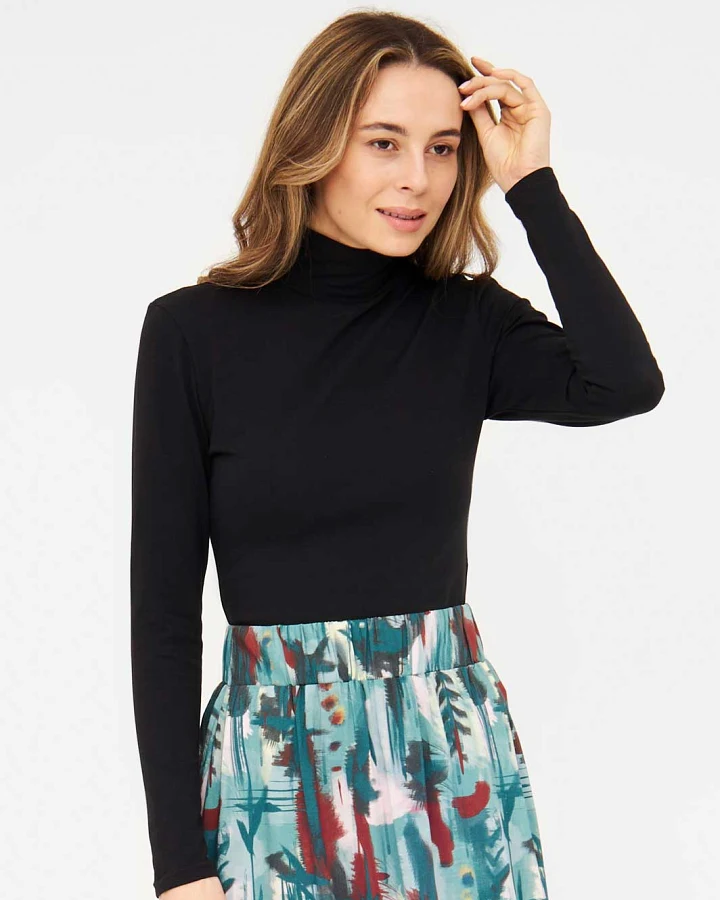 Widda Damen vegan Top Rollkragenpullover Neo Schwarz