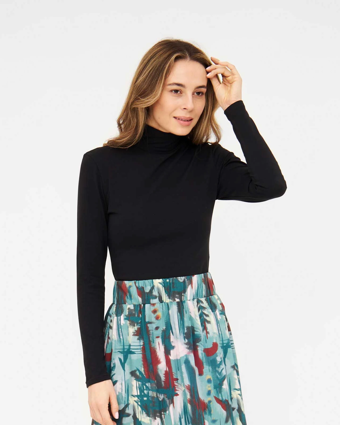 Widda Damen vegan Top Rollkragenpullover Neo Schwarz – Ansicht 2