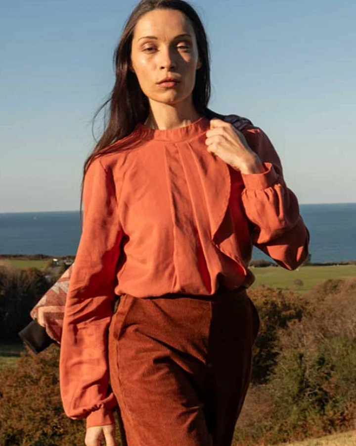 Widda Damen vegan Bluse Frans Terracotta