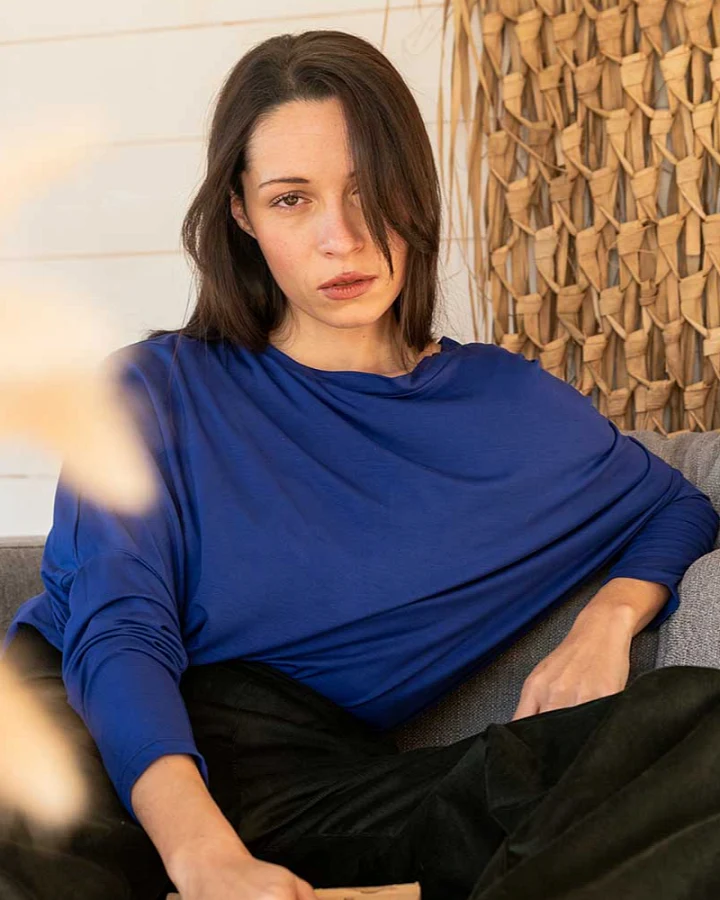 Widda Damen vegan Longsleeve Slabby Kobaltblau