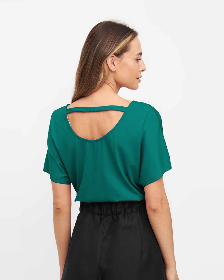 Widda Damen vegan T-Shirt Rückenfrei Fari Petrol