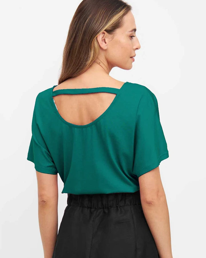 Widda Damen vegan T-Shirt Rückenfrei Fari Petrol