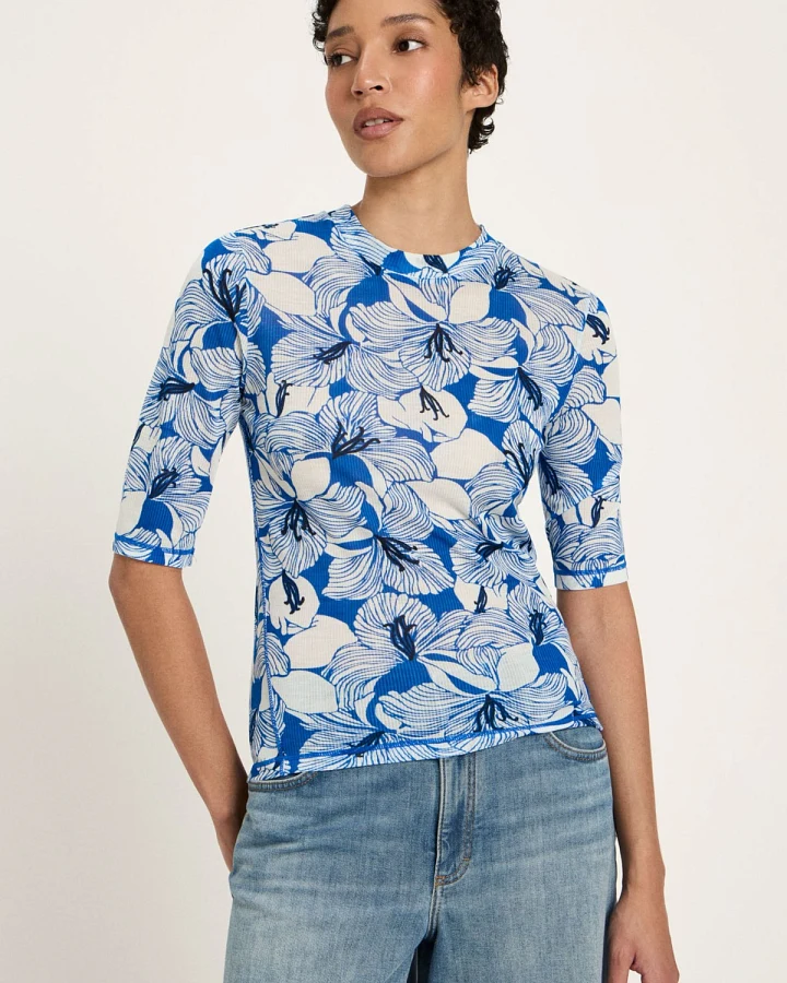 T-Shirt Stehkragen Print Bloom