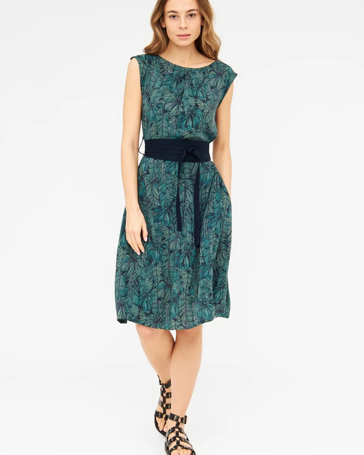 Widda Damen vegan Kleid Adele Forest Print Blau