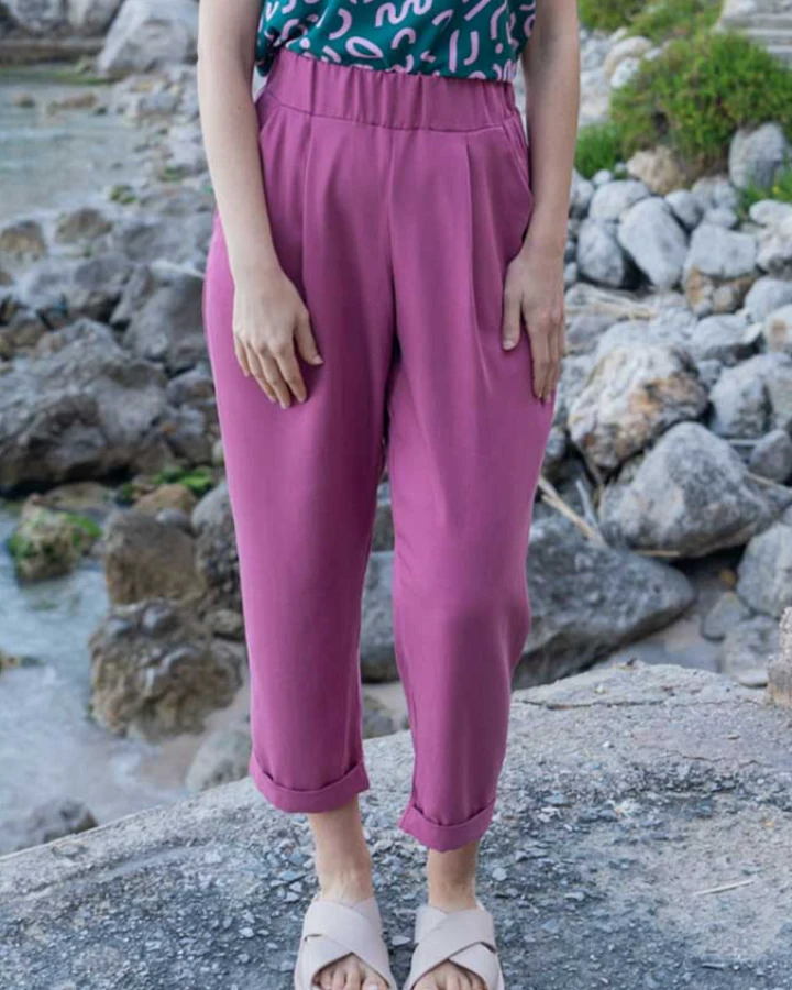 Widda Damen vegan Hose Plissee Jupp Rosa