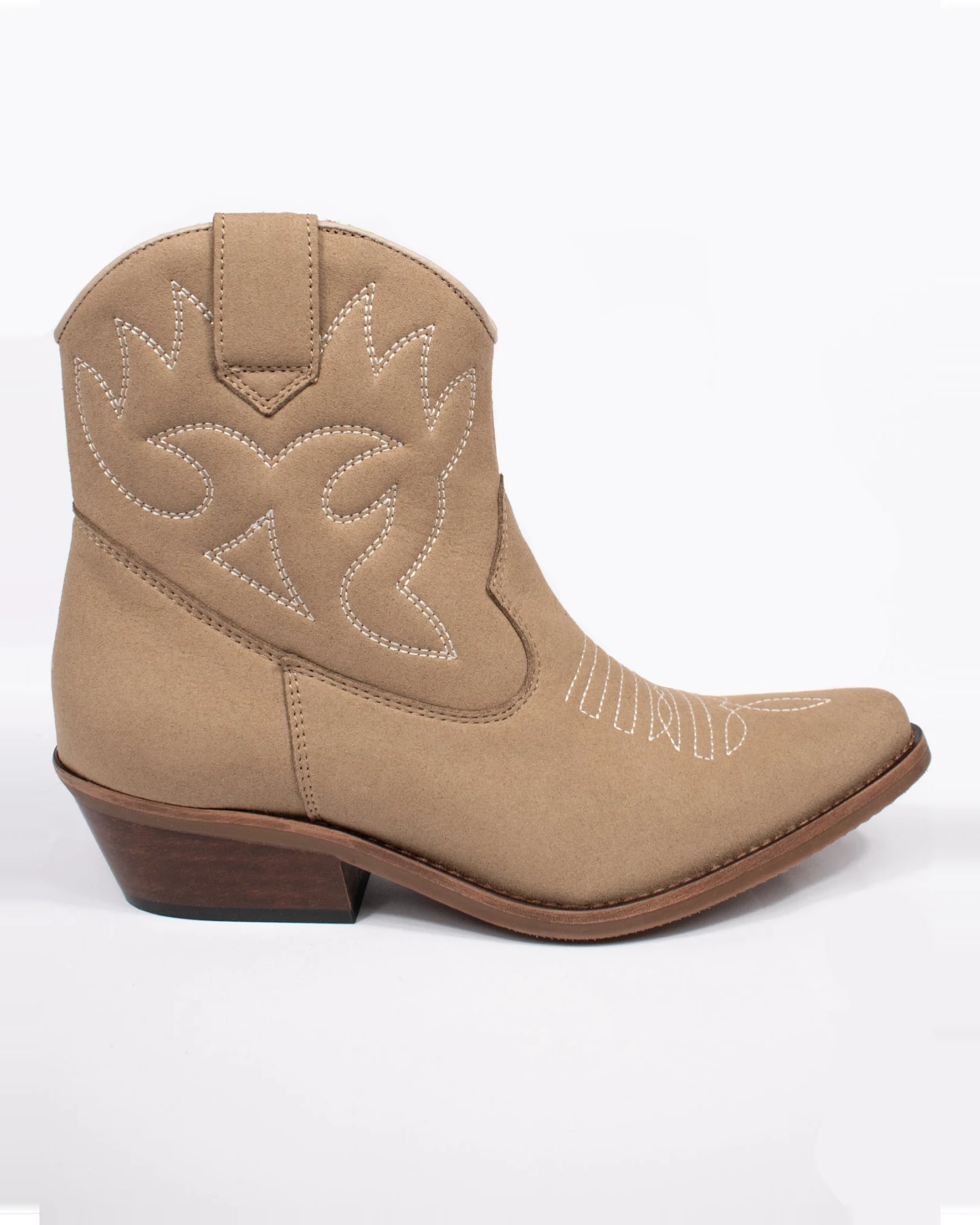 Will's Vegan Store Damen vegan Westernstiefel Niedrig Sand Veganes Wildleder – Ansicht 2
