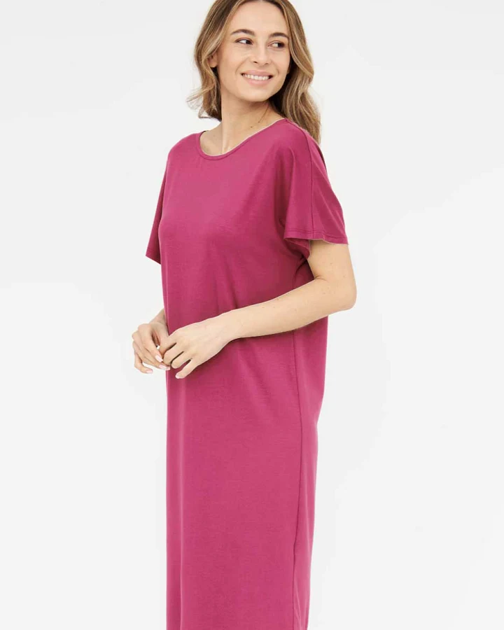 Widda Damen vegan Kleid Rückenfrei Farlo Rosa