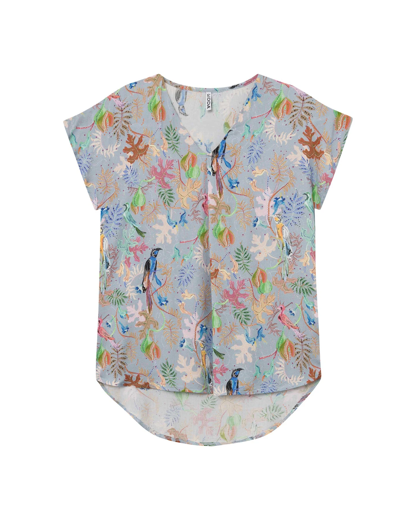 Widda Damen vegan Bluse Beat Tropical Print Hellblau – Ansicht 2
