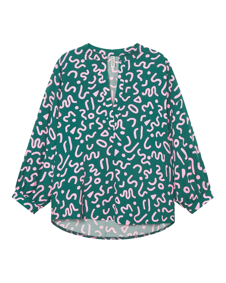 Widda Damen vegan Bluse Monya Forms Petrolgrün & Rosa