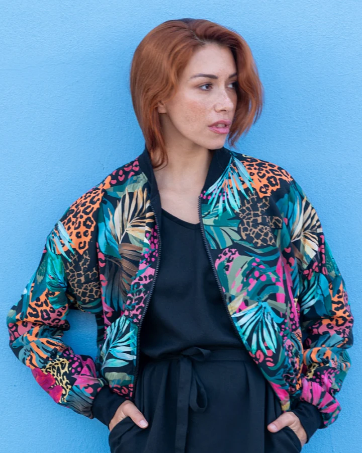 Widda Damen vegan Jacke Bomber Reversible Turner Tropic/Schwarz Multicolor