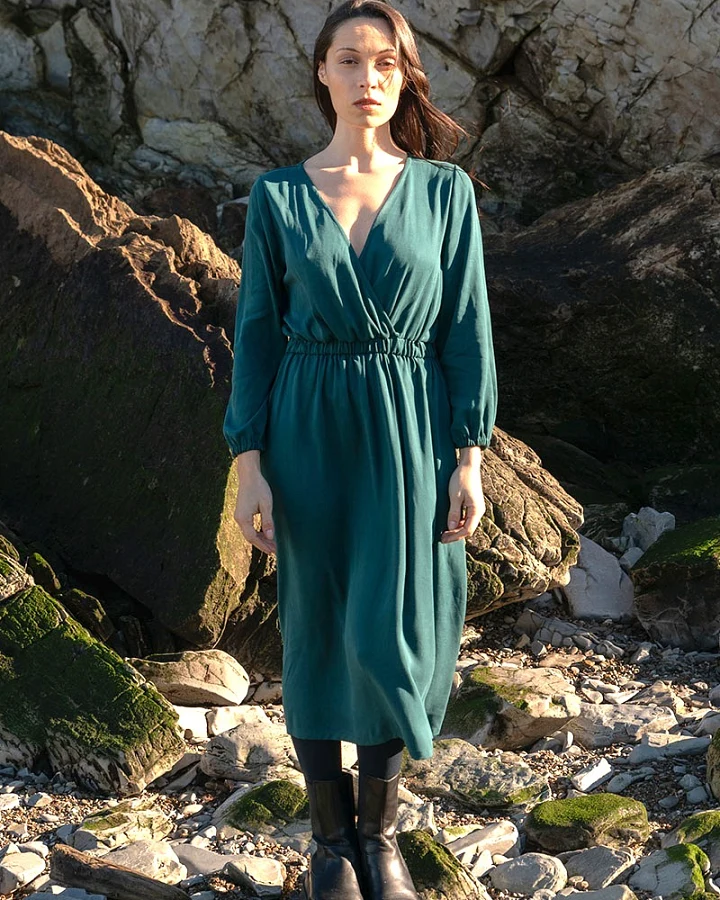 Widda Damen vegan Kleid Onny Deep Sea Petrol