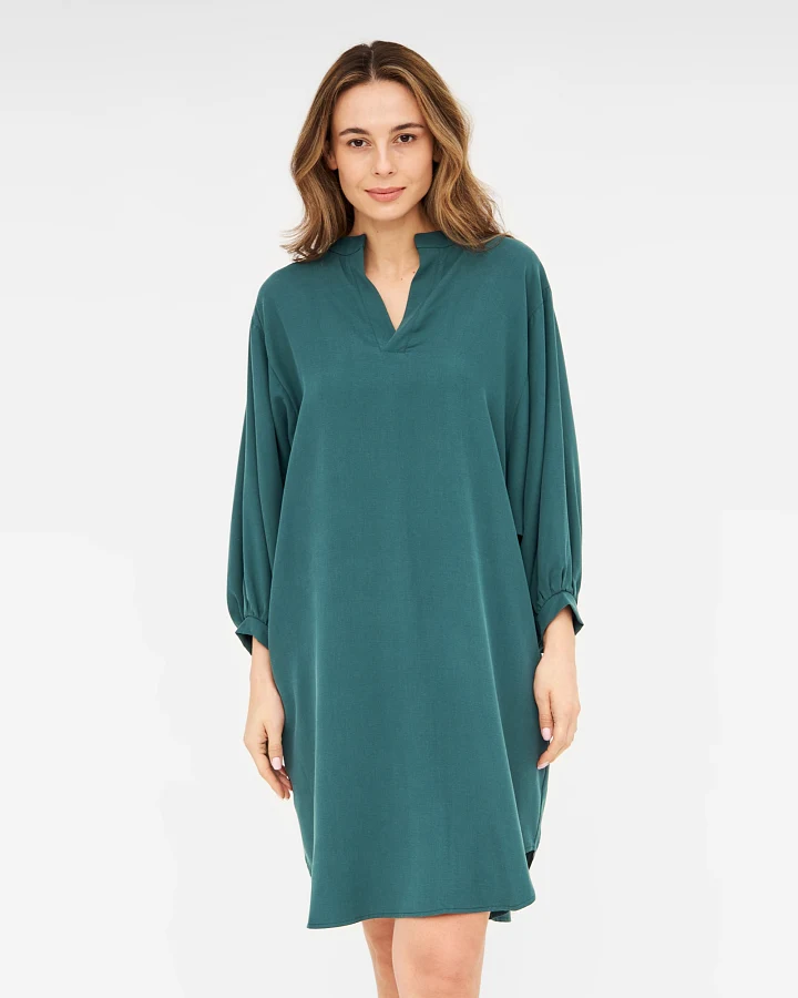 Widda Damen vegan Bluse Tunika Banya Tiefsee Petrol