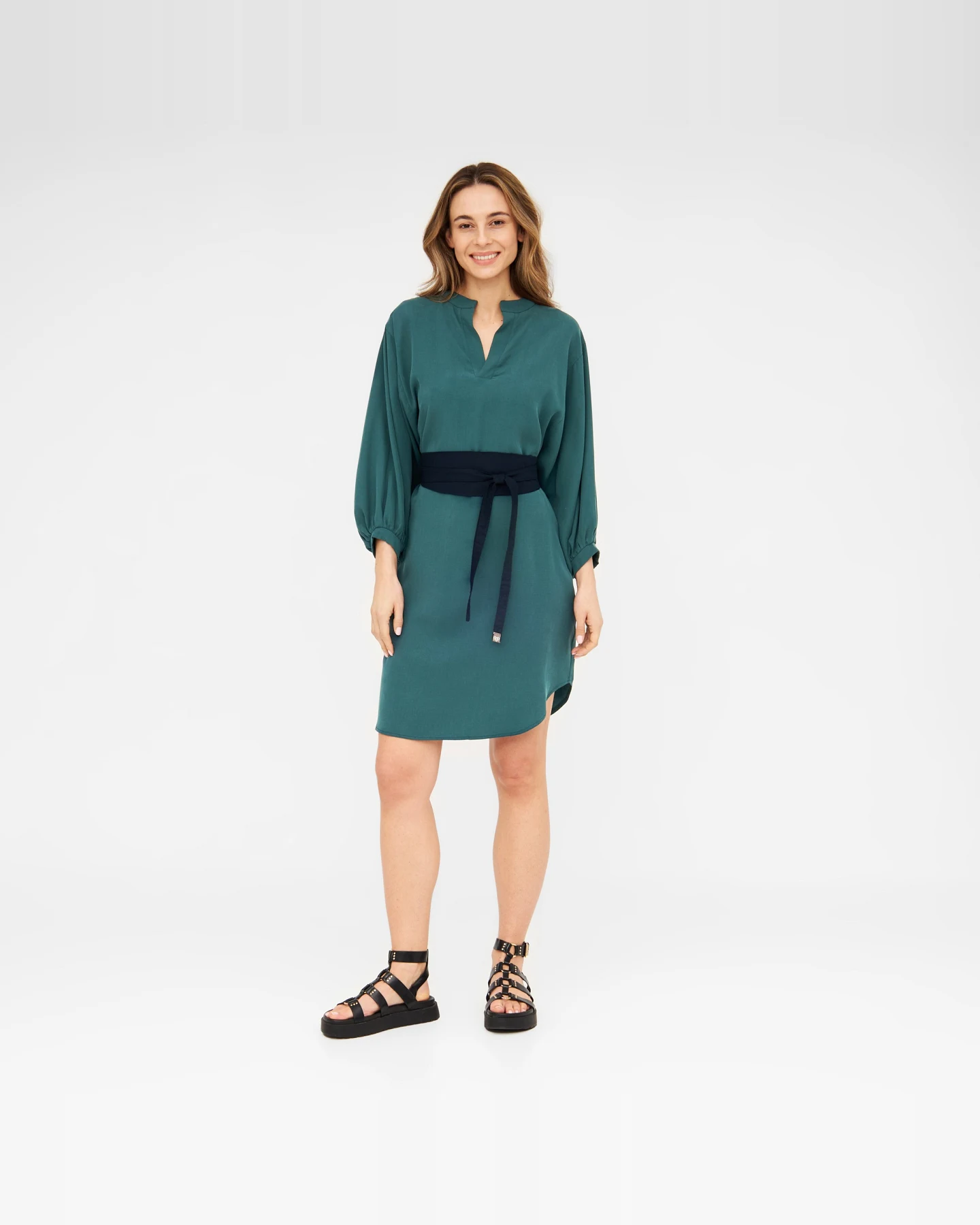 Widda Damen vegan Bluse Tunika Banya Tiefsee Petrol – Ansicht 2