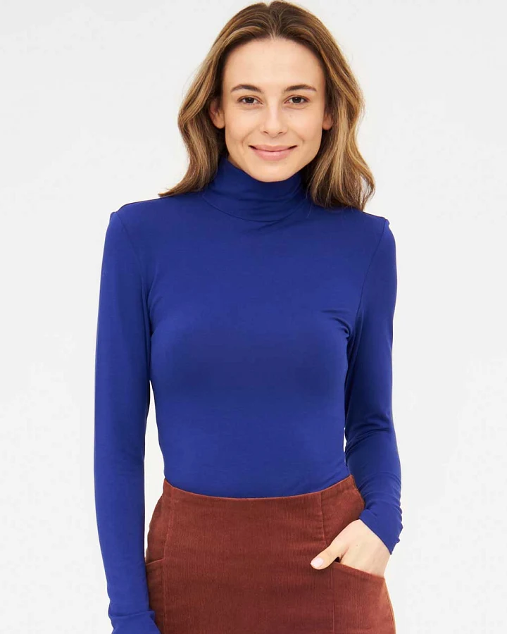Widda Damen vegan Top Rollkragenpullover Neo Kobaltblau