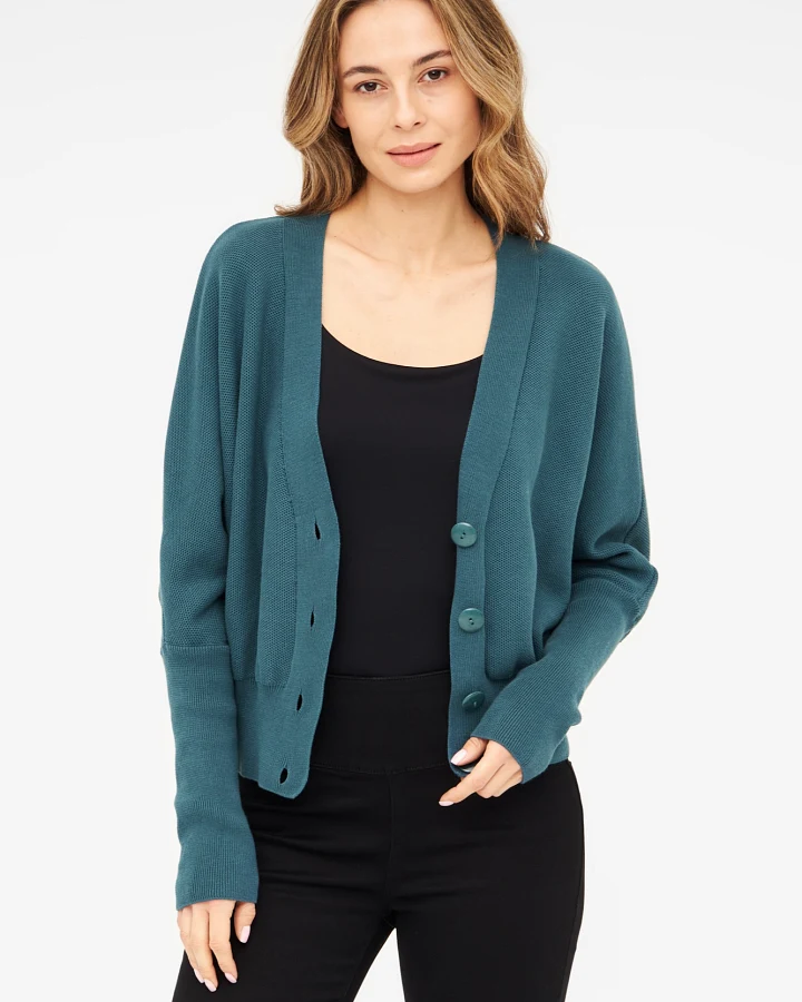 Widda Damen vegan Strickjacke Kara Petrol