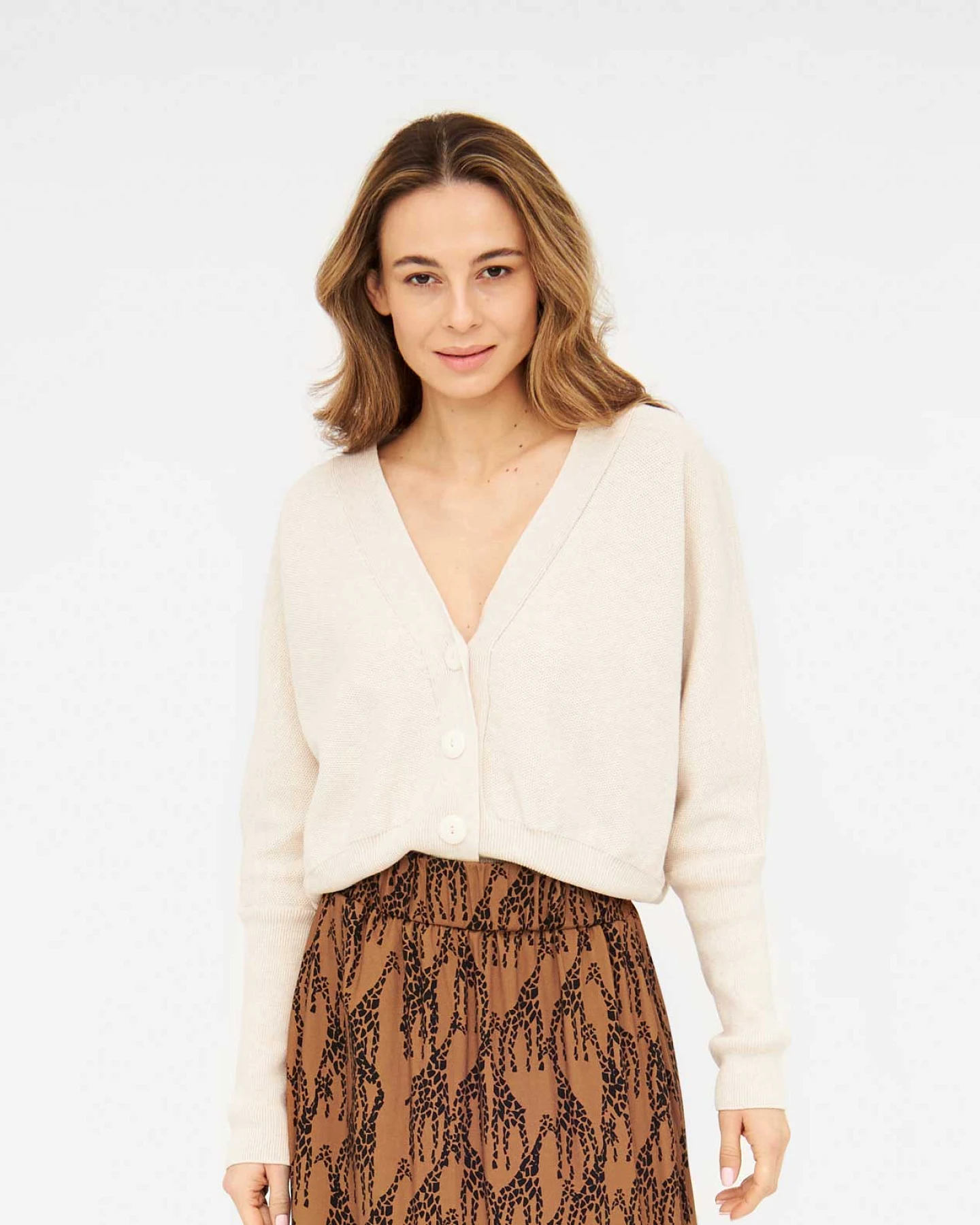 Widda Damen vegan Strickjacke Kara Beige – Ansicht 2