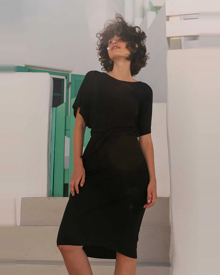 Widda Damen vegan Kleid Anna Schwarz