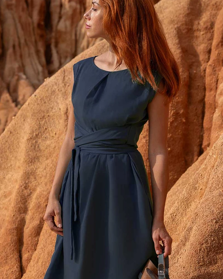 Widda Damen vegan Kleid Adele Dunkelblau