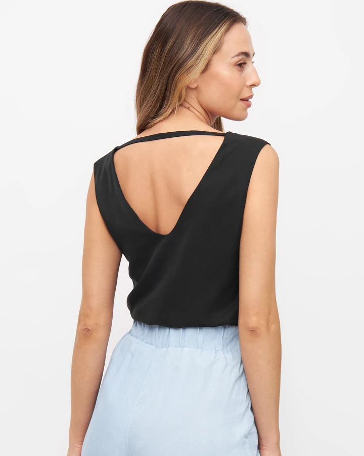 Widda Damen vegan Bluse Vau Schwarz