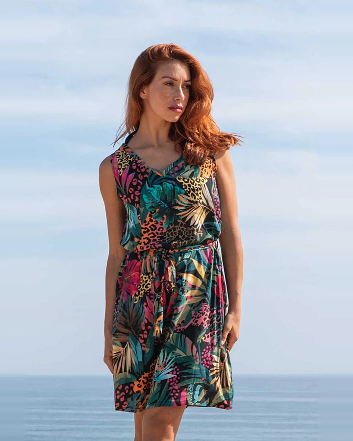 Widda Damen vegan Kleid Rani Tropical Print Mehrfarbig